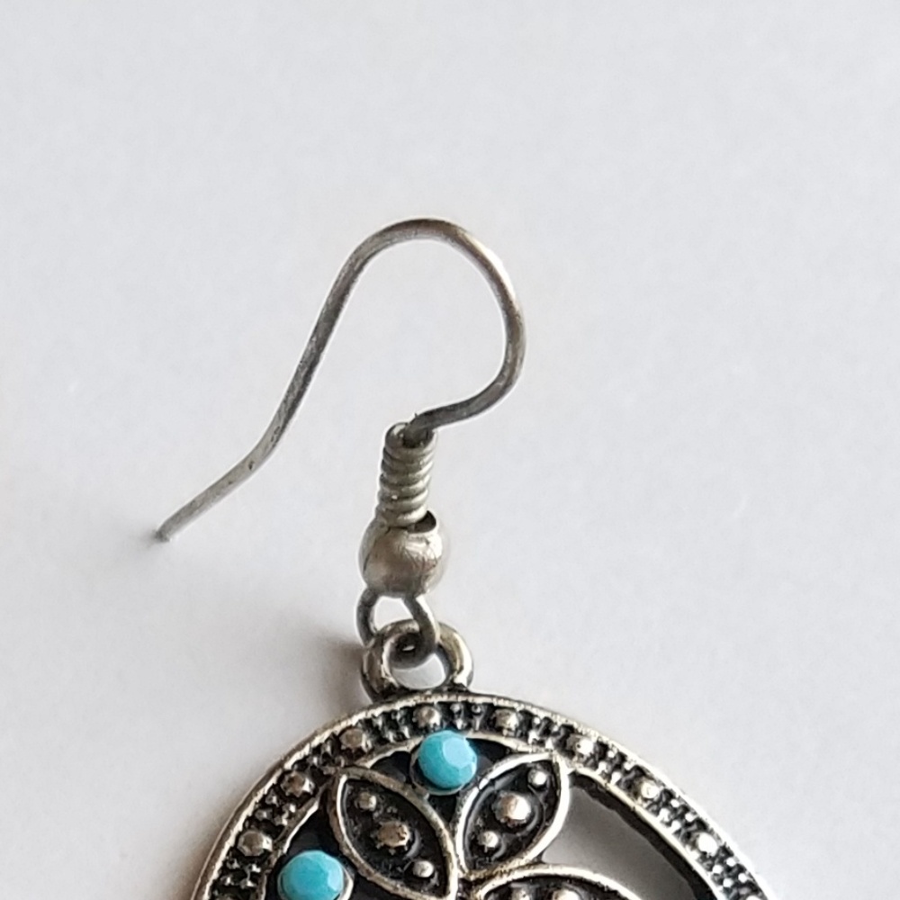 Earrings | Color: Silver/Turquoise - Picture 3 of 4